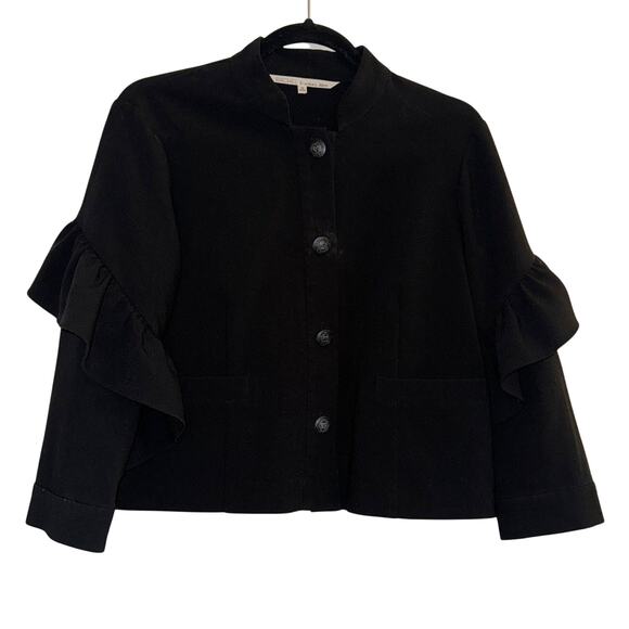 RACHEL Rachel Roy Ruffle Sleeve Blazer Jacket Black Size M - Picture 1 of 5